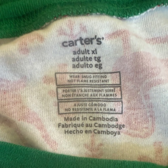 Carter's Adult XL Pajama Set Long Sleeve Top Pants Red Reindeer Sleigh Christmas - Picture 5 of 9